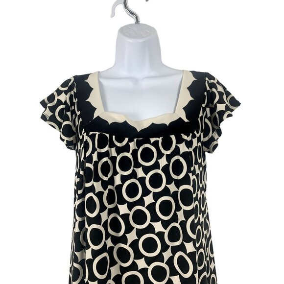 apt.9 Womens Black & Ivory Geometric Print Dress Square Neck Side Pockets Small - Picture 2 of 13